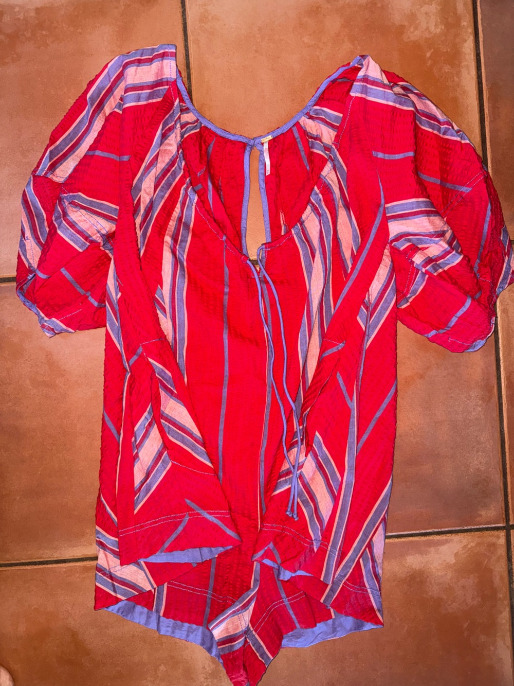 Free People Red Striped Jumpsuit